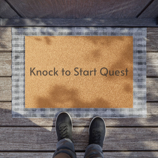Gaming Quest Doormat - "Knock to Start Quest" Entrance Mat