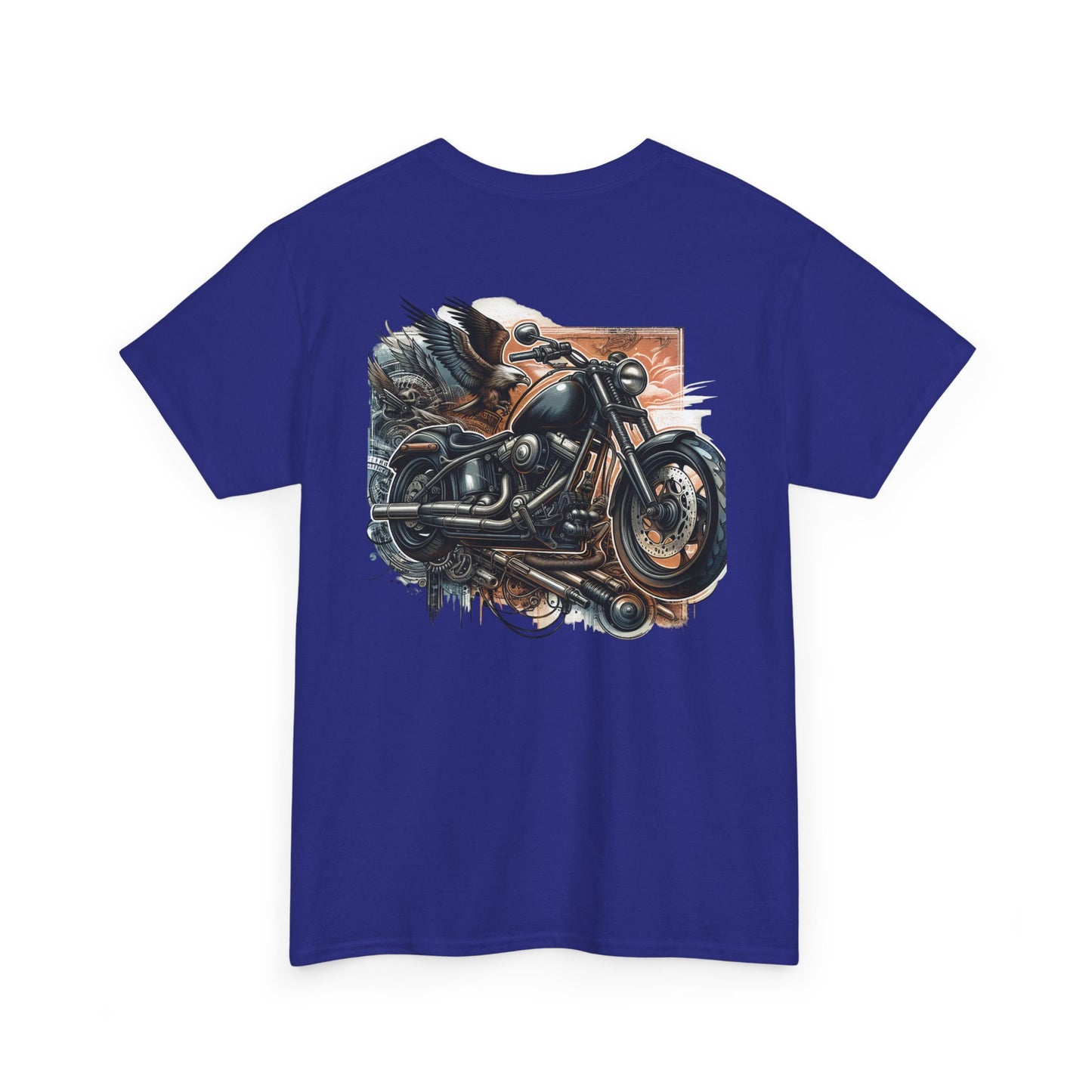 Retro Bike Adventure Vibes Unisex Heavy Cotton Tee - Vintage Motorcycle & Landscape Design