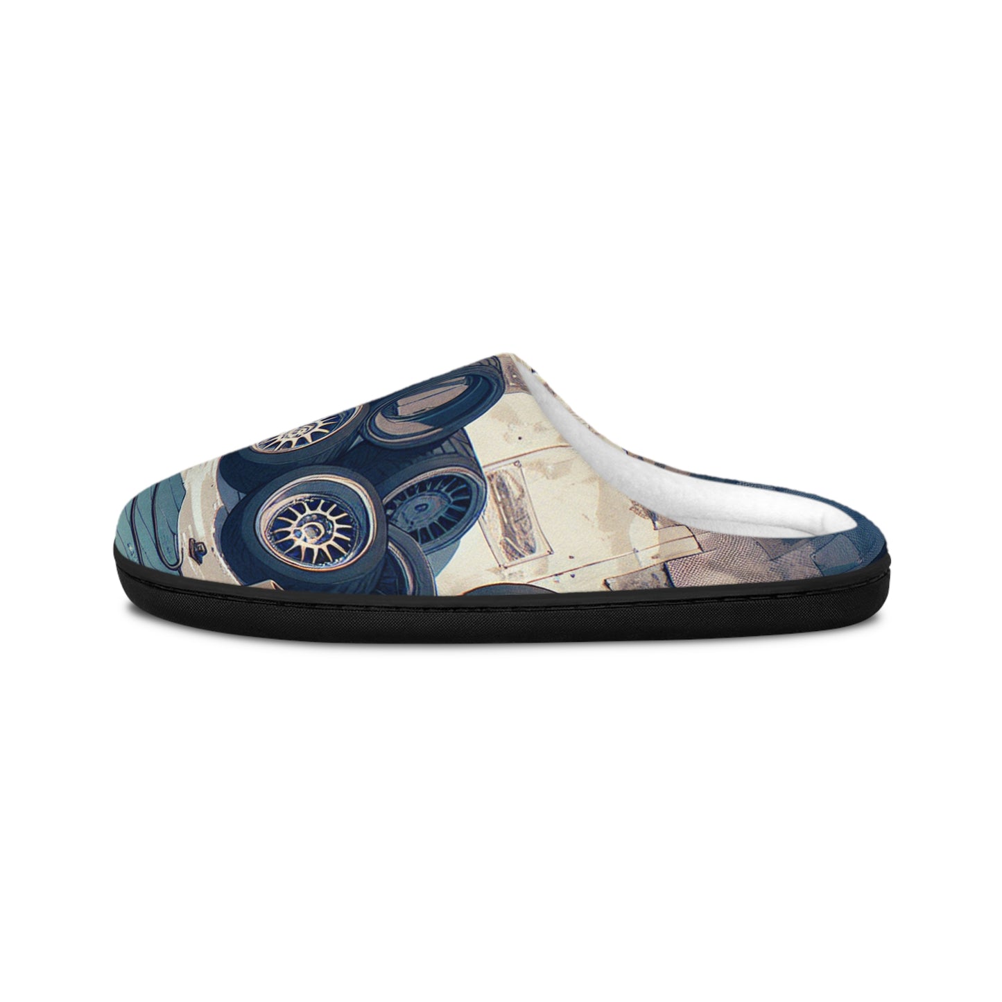 Custom Car Enthusiast Men's Indoor Slippers - Cozy Automotive Design