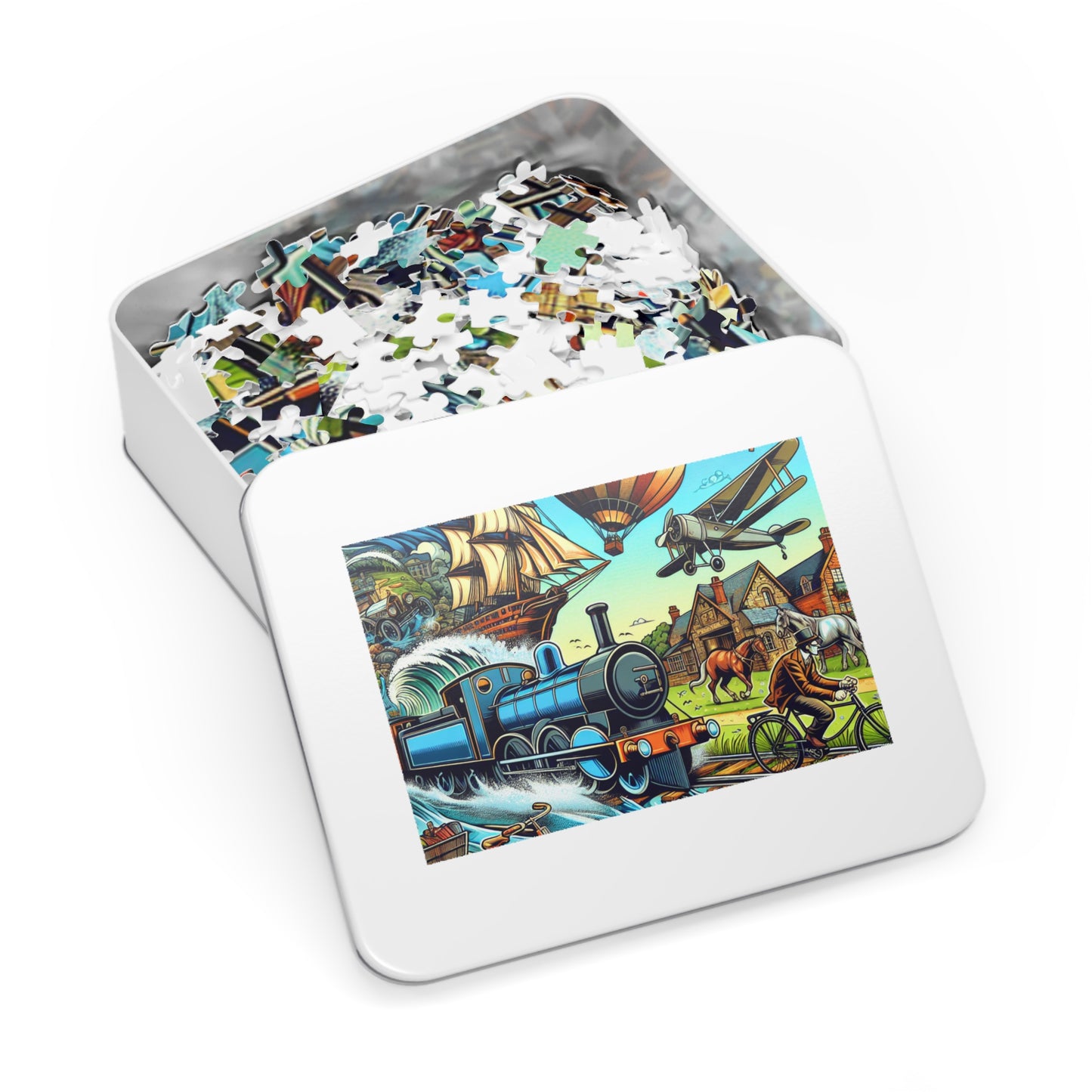 Vintage Train Adventure Jigsaw Puzzle with Collector's Tin