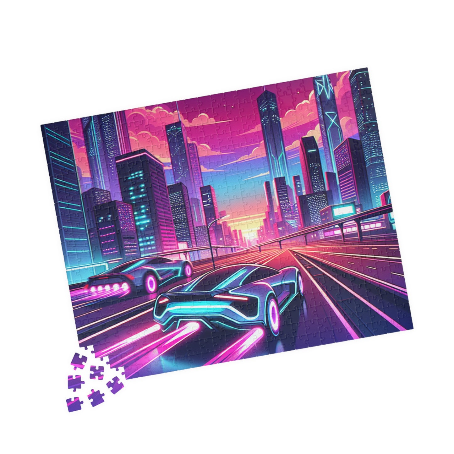 Neon Cityscape Puzzle -  Jigsaw for Car Lovers