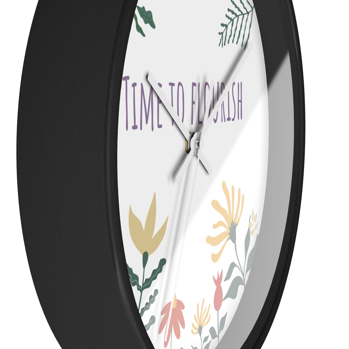 Floral Bloom Wall Clock - "Time to Flourish" Decor for Home & Office