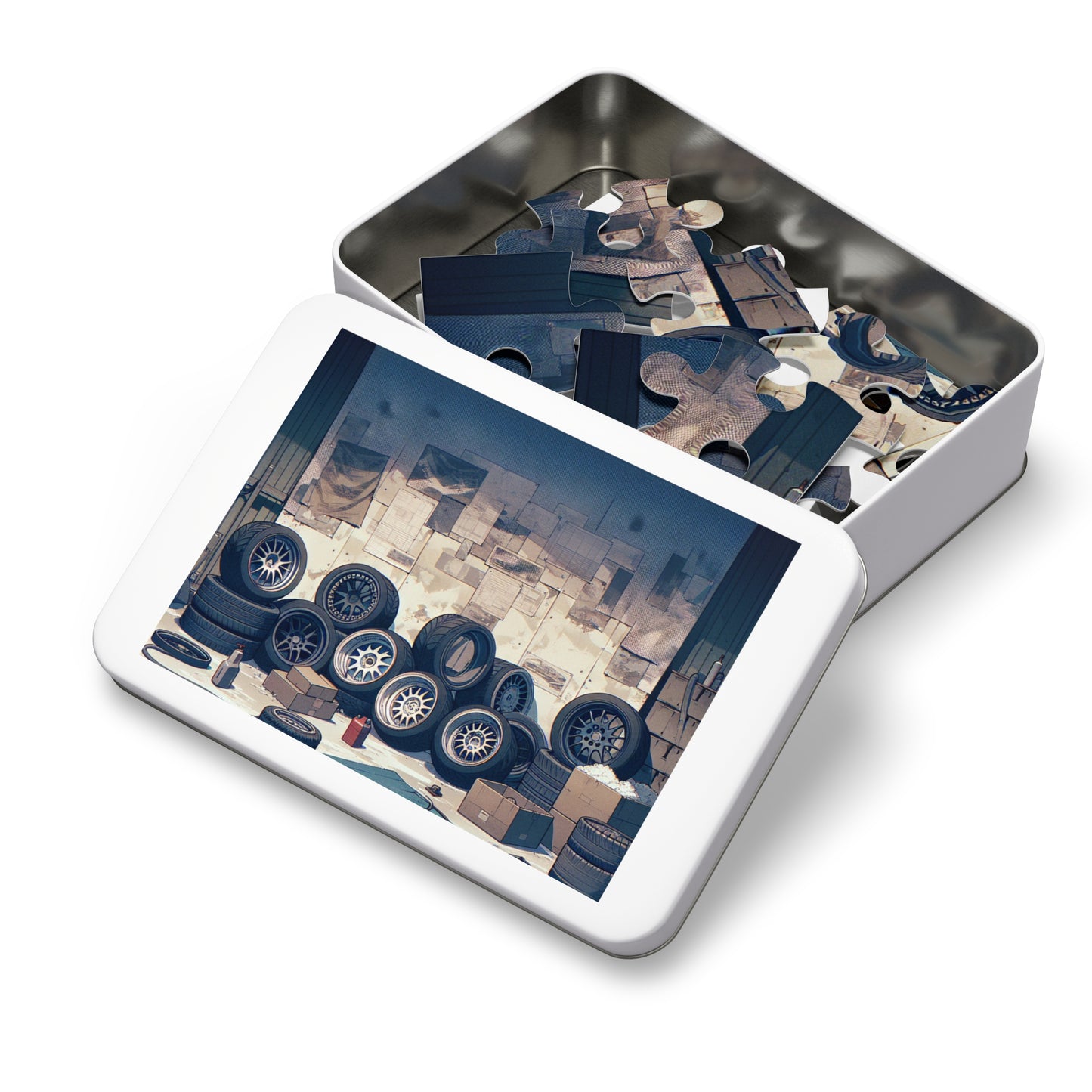 Automotive Garage Jigsaw Puzzle with Tin – Perfect Gift for Car Enthusiasts