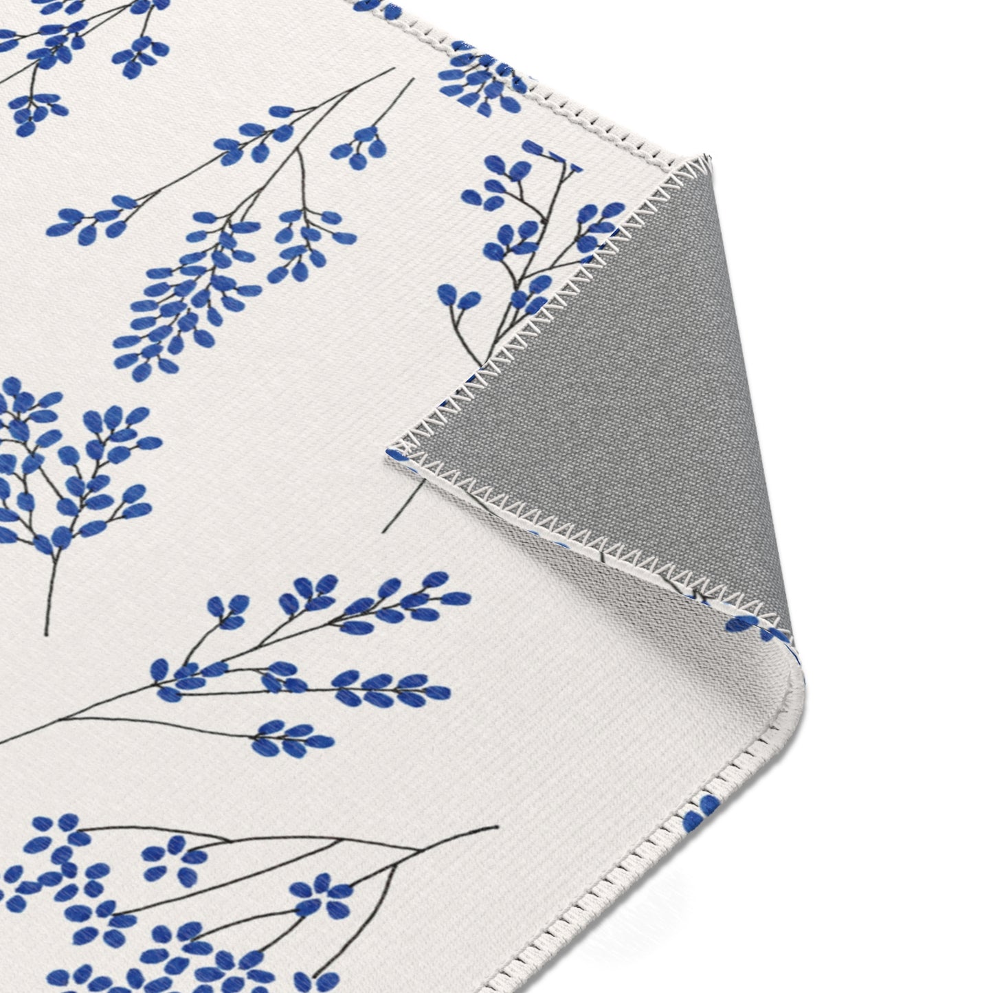 Elegant Floral Area Rug - Blue Botanical Design for Cozy Living Spaces