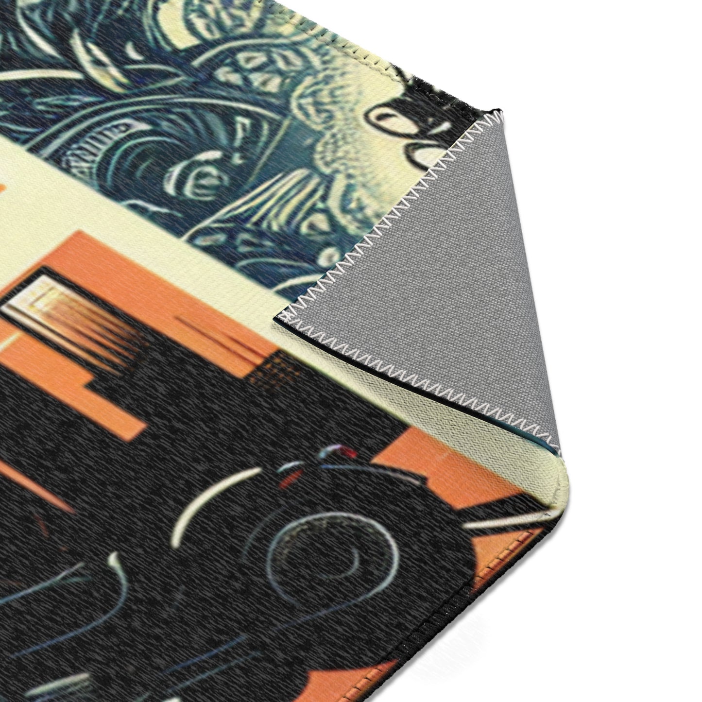 Retro Bike Area Rug - Motorcycle Design