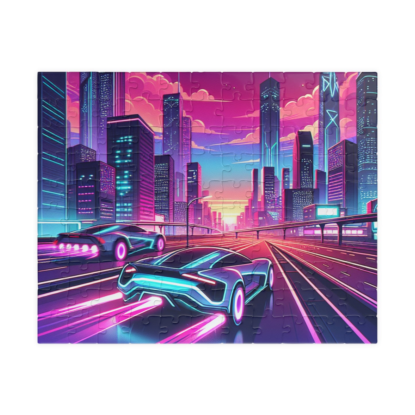 Neon Cityscape Puzzle -  Jigsaw for Car Lovers
