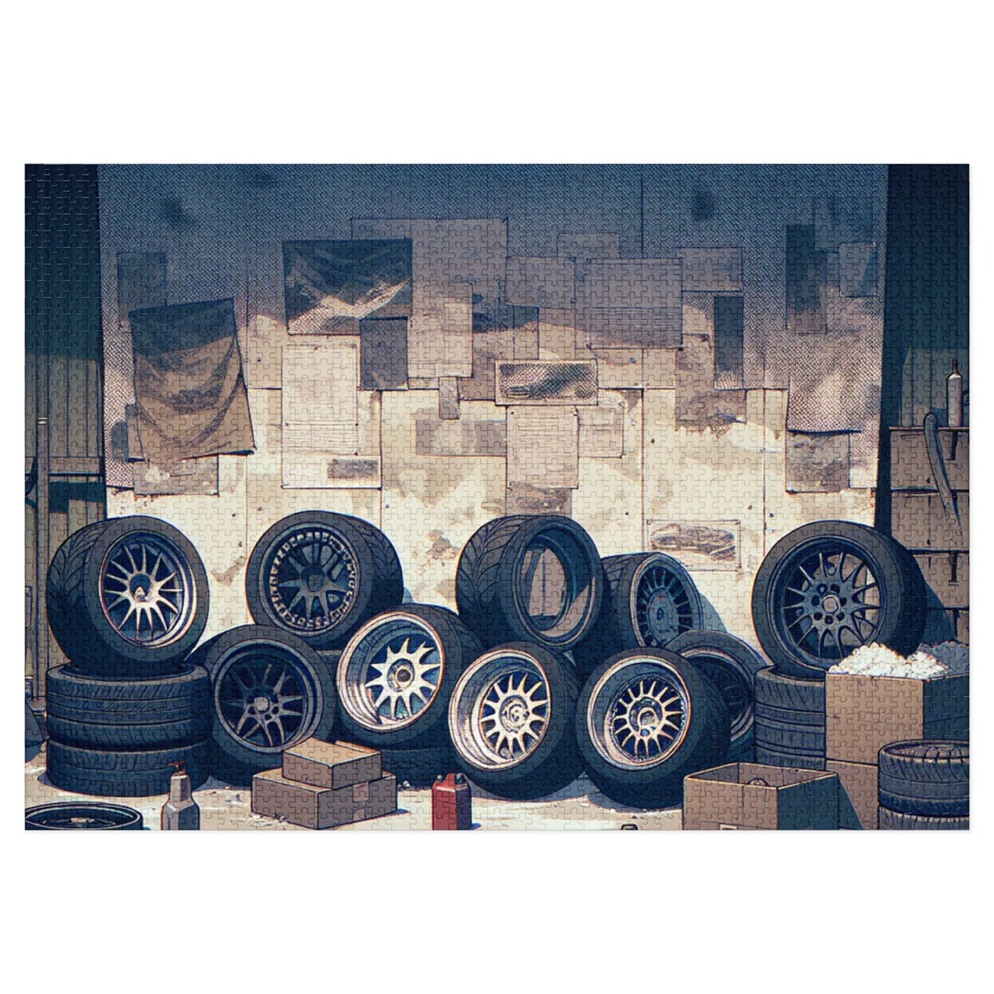 Automotive Garage Jigsaw Puzzle with Tin – Perfect Gift for Car Enthusiasts