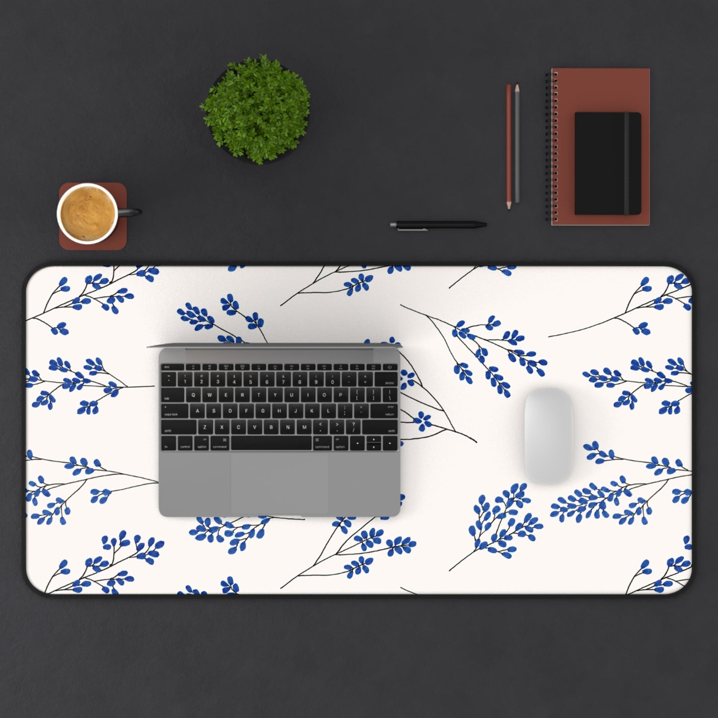 Floral Blue Mouse Pad - Stylish Office Decor for Home and Work