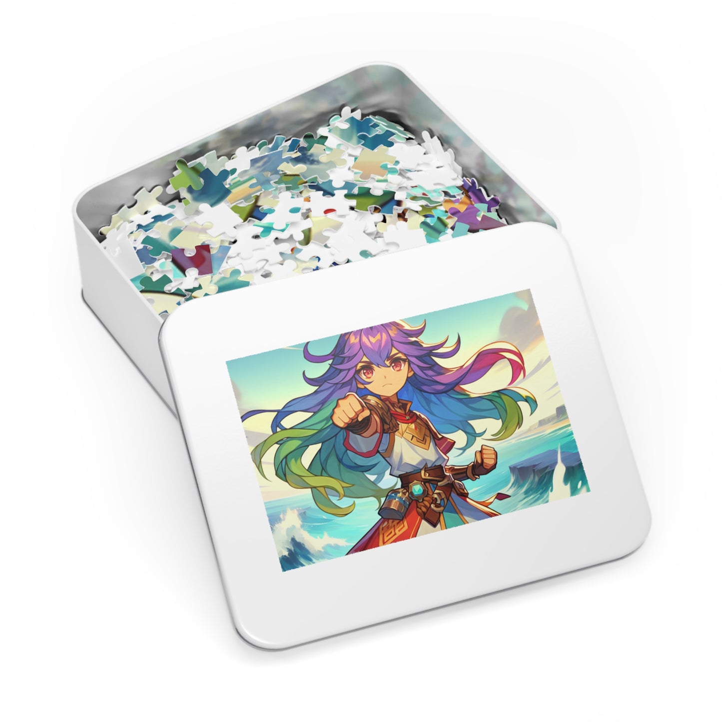 Gamer Girl Adventure-Themed Jigsaw Puzzle with Tin - Colorful Hero Design