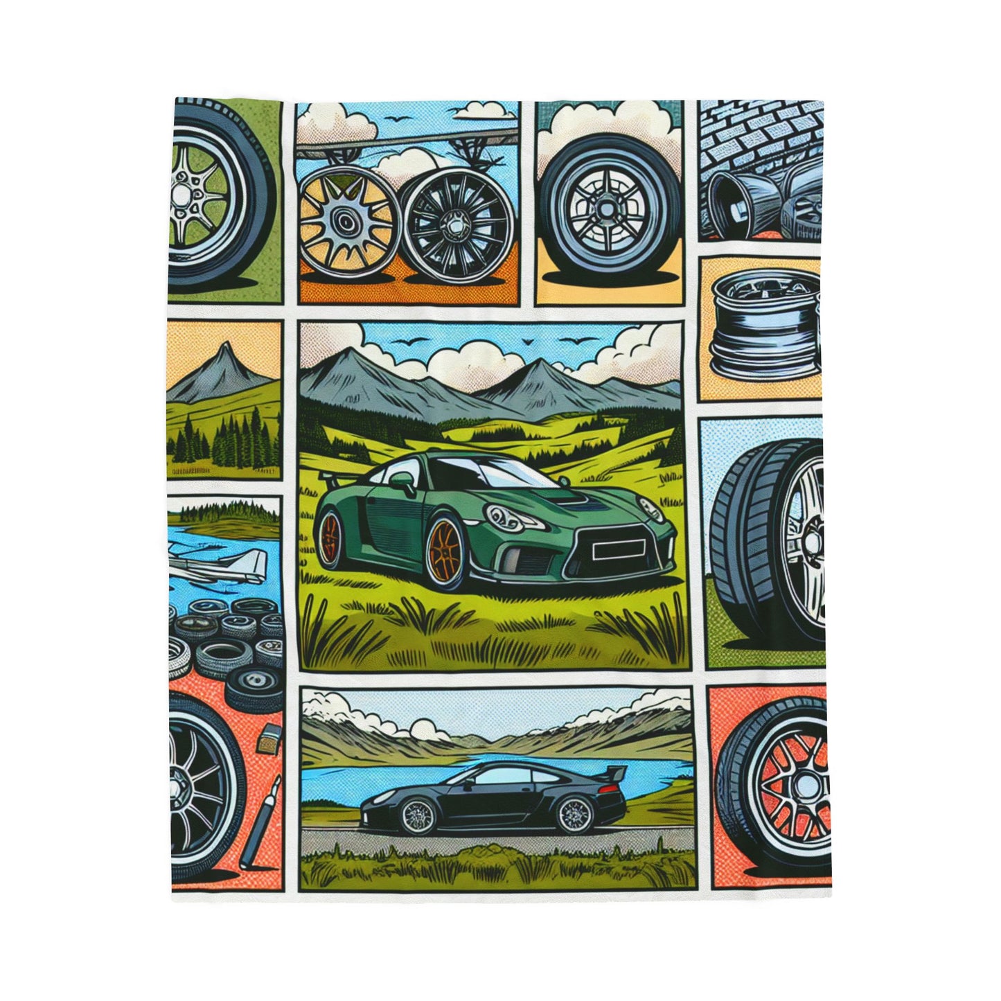 Car Enthusiast Velveteen Plush Blanket – Cozy Blanket with Automotive Design for Car Lovers