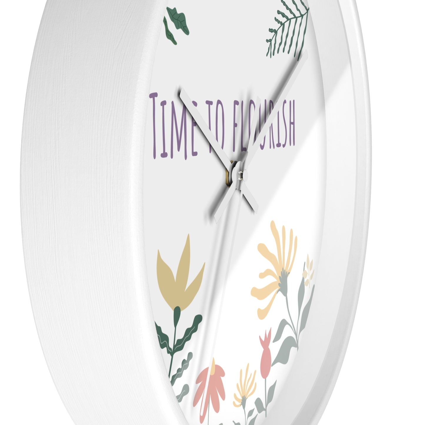 Floral Bloom Wall Clock - "Time to Flourish" Decor for Home & Office