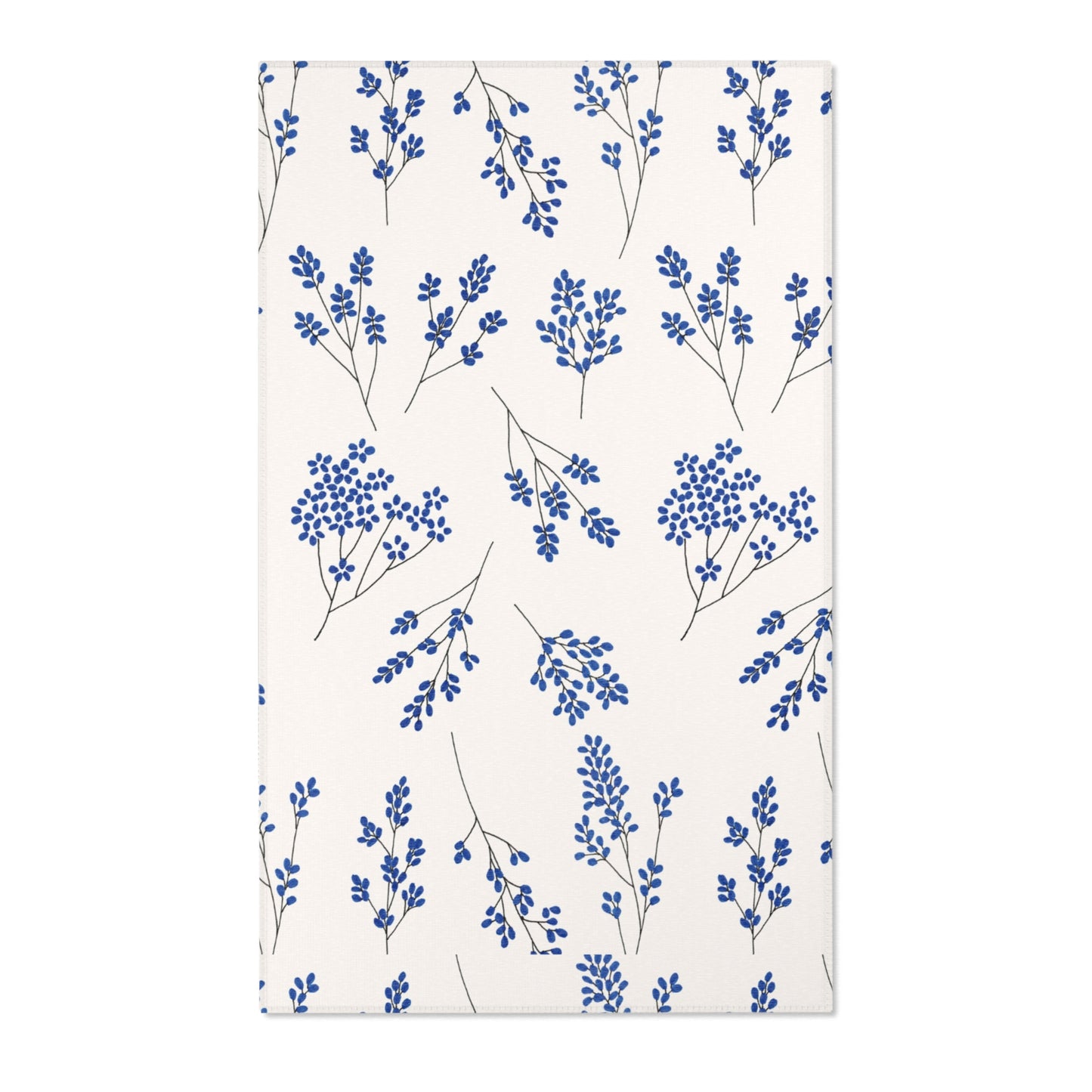 Elegant Floral Area Rug - Blue Botanical Design for Cozy Living Spaces