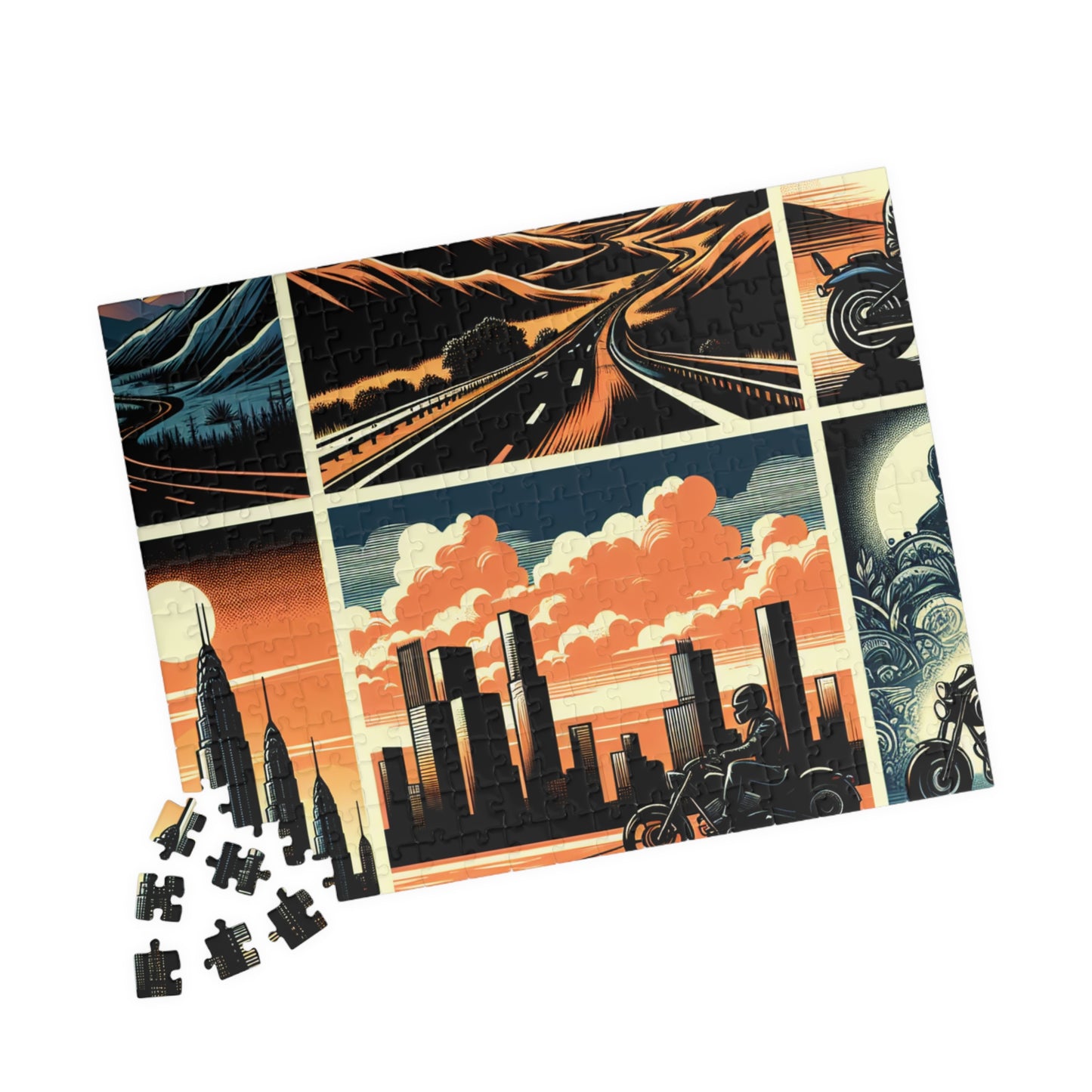 Retro Bike Puzzle (110, 252, 520-piece) - Scenic Motorcycle Journey