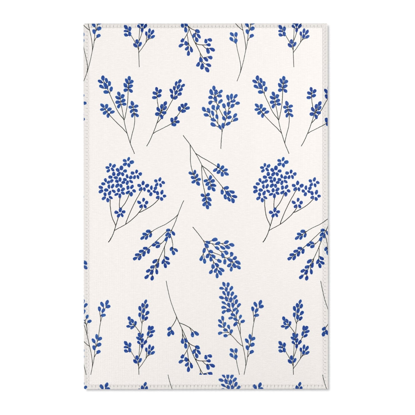 Elegant Floral Area Rug - Blue Botanical Design for Cozy Living Spaces