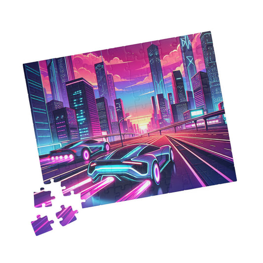 Neon Cityscape Puzzle -  Jigsaw for Car Lovers