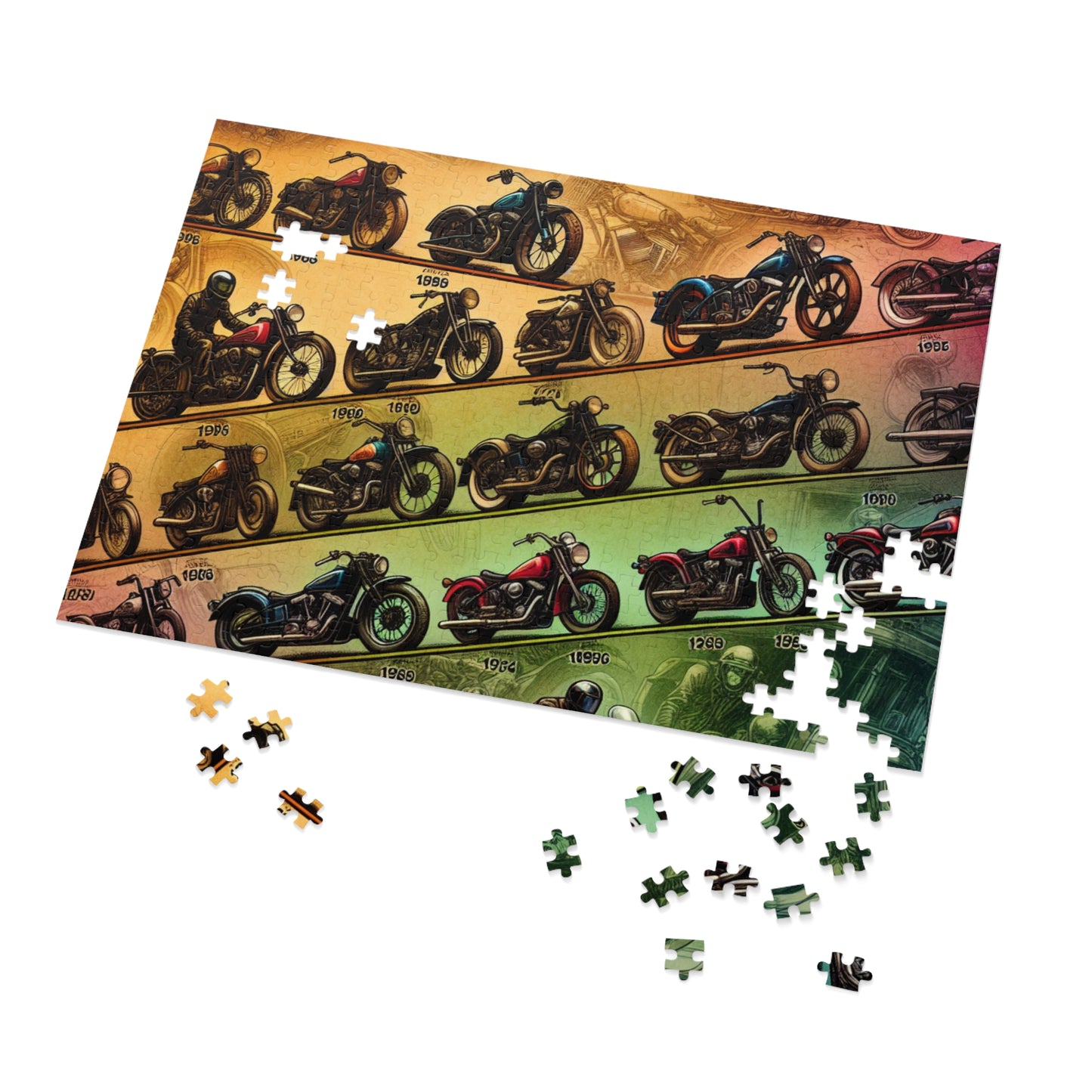 Motorcycle History Jigsaw Puzzle with Collector's Tin - Perfect Gift for Bikers and Puzzle Lovers