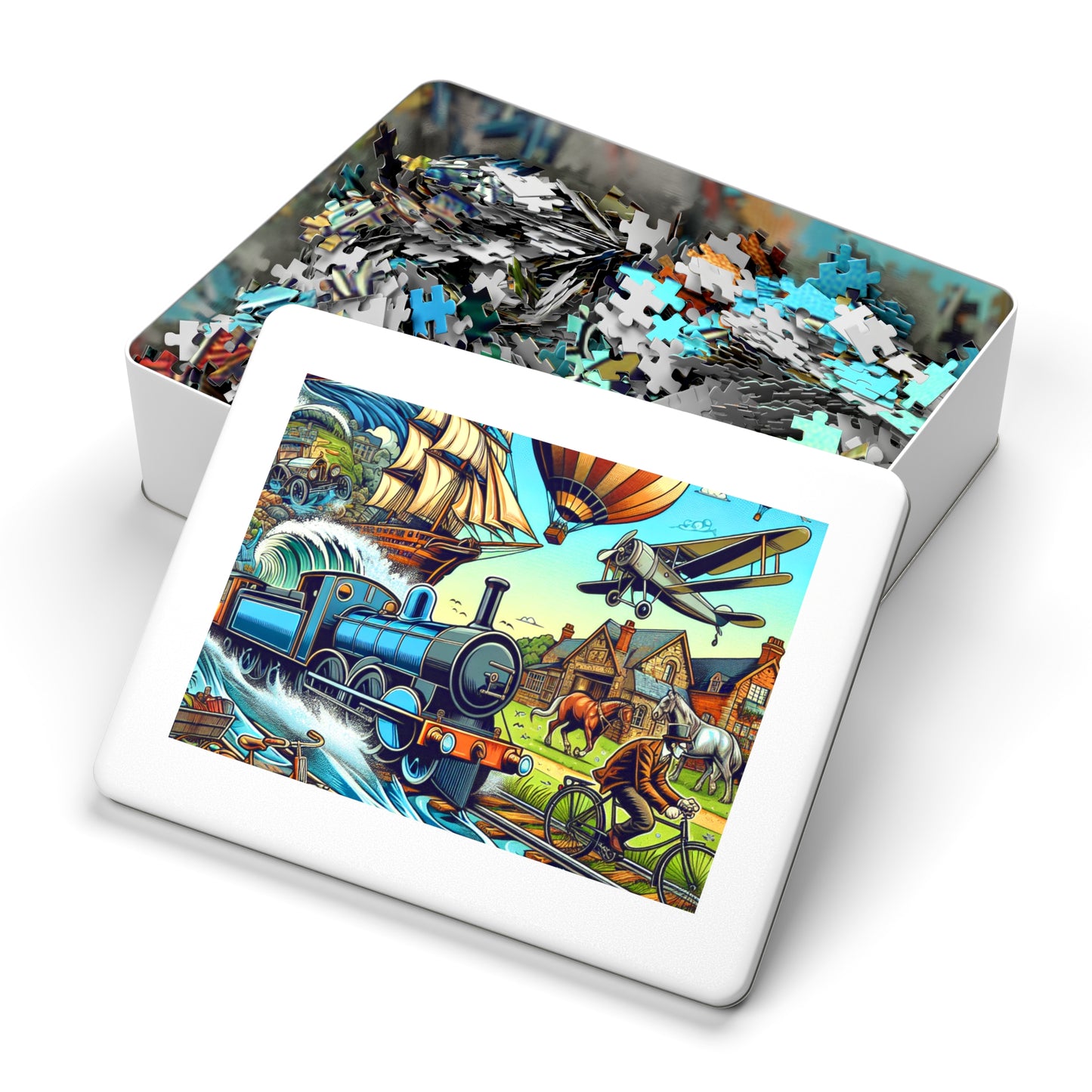 Vintage Train Adventure Jigsaw Puzzle with Collector's Tin