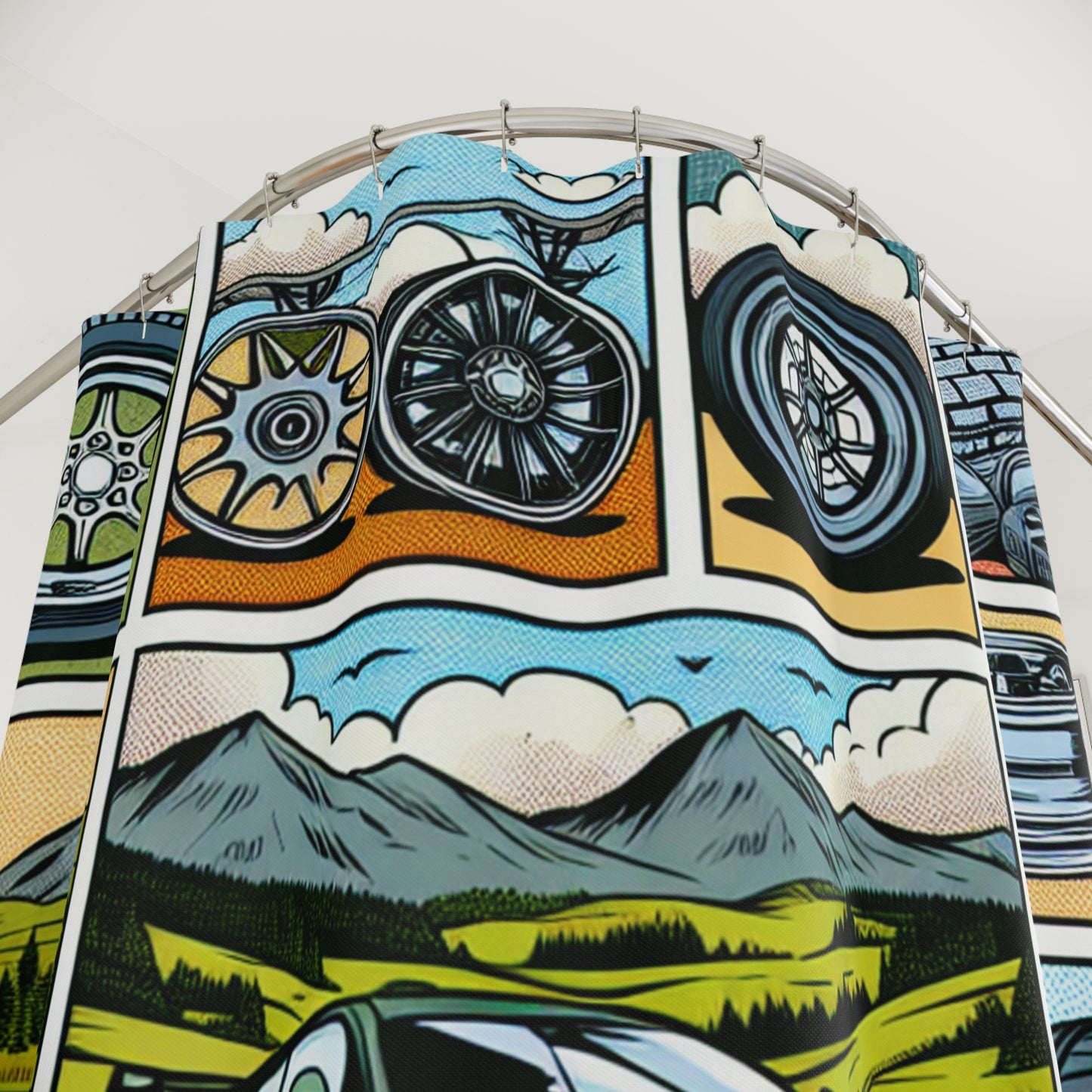 Automotive-Themed Shower Curtain with Racing Designs | Perfect for Car Lovers