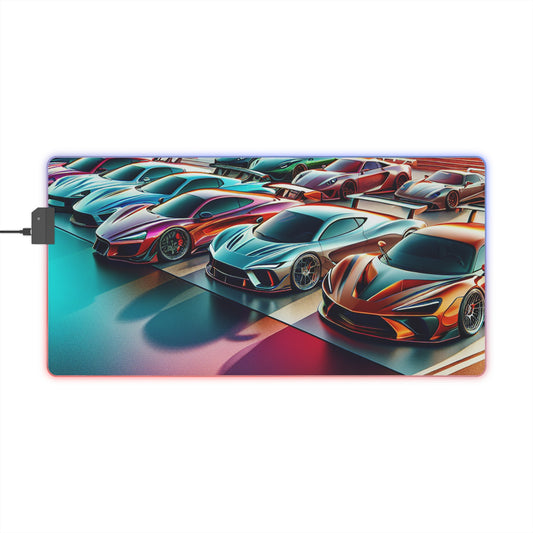 LED Racing Cars Gaming Mouse Pad - Illuminated Desk Accessory for Gamers