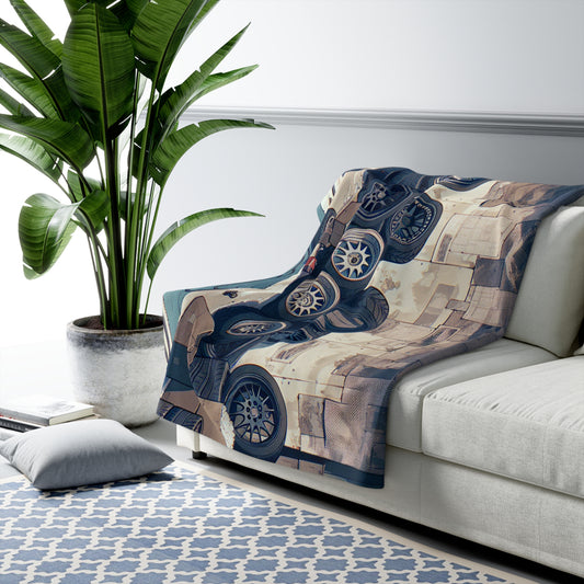Car Lover's Sherpa Fleece Blanket - Cozy Automotive Décor for Gearheads