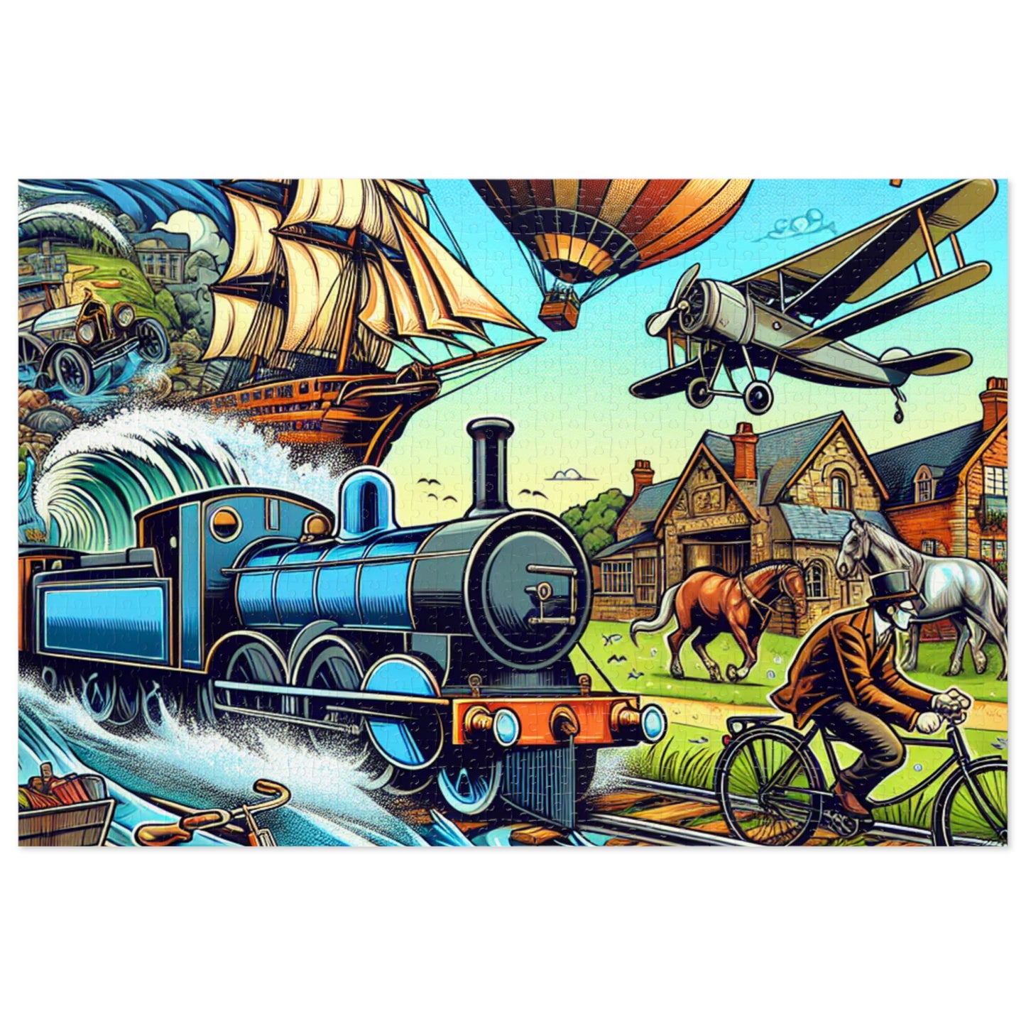 Vintage Train Adventure Jigsaw Puzzle with Collector's Tin