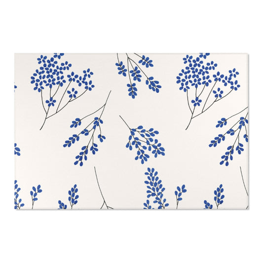 Elegant Floral Area Rug - Blue Botanical Design for Cozy Living Spaces