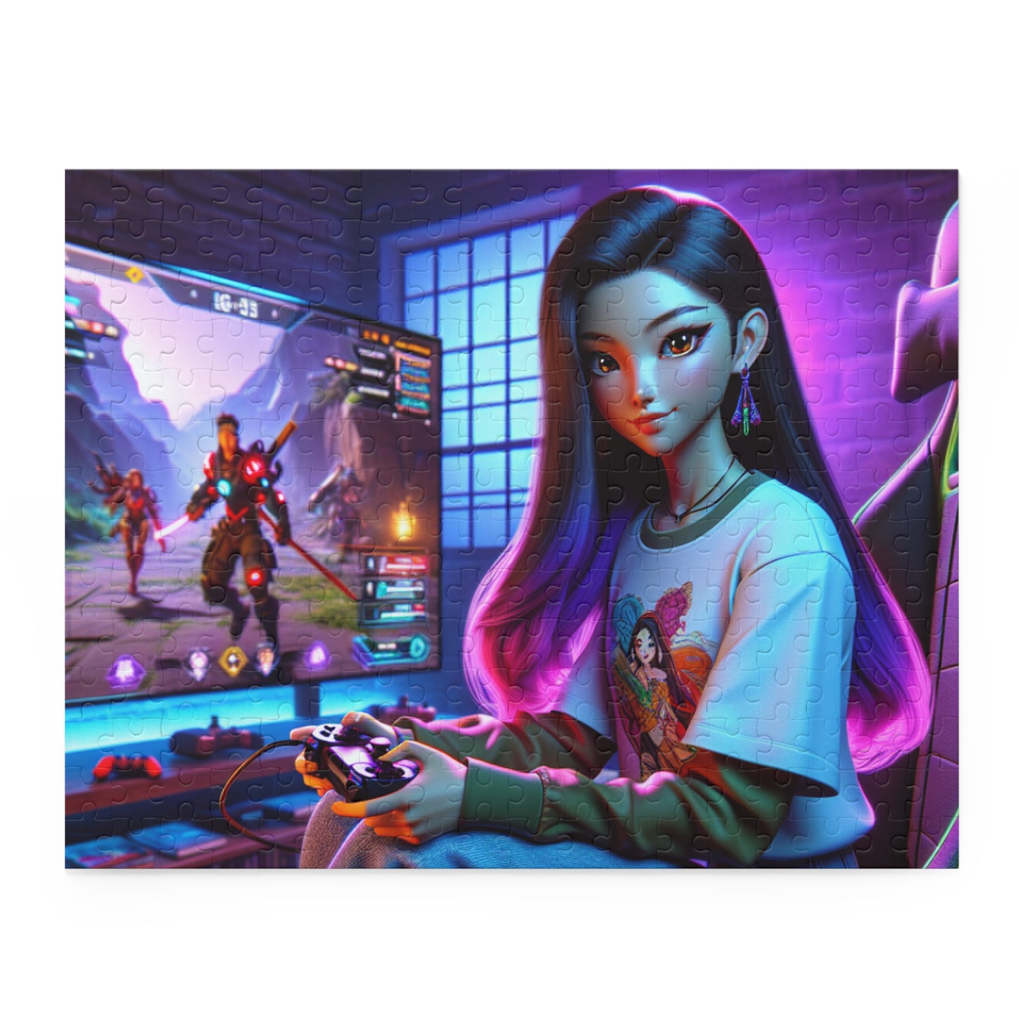 Gamer Girl Puzzle - 120, 252, 500-Piece | Retro Gamer Girl Art