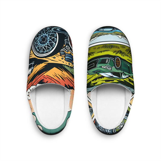 Men's Indoor Slippers - Vintage Car Design for Comfort and Style
