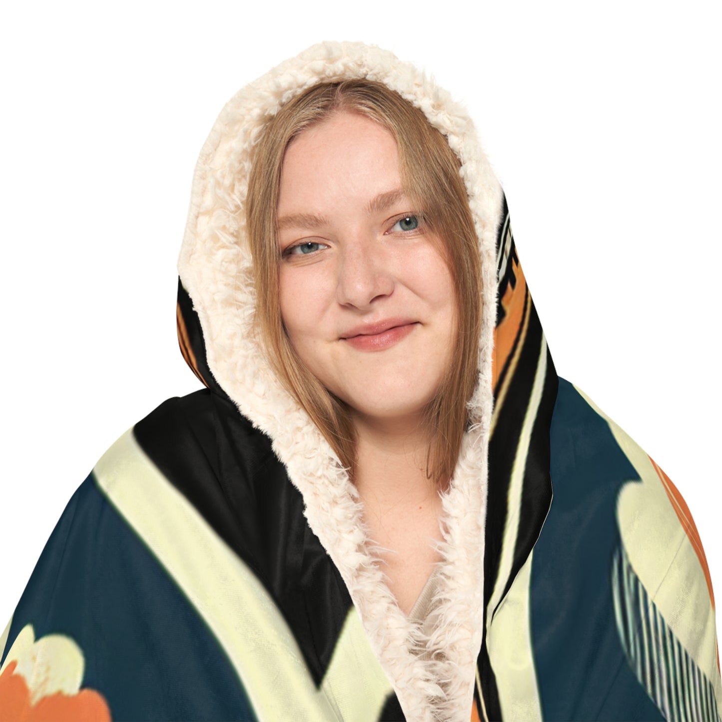 Retro Bike Snuggle Blanket - Cozy Hooded Wrap with Cityscape Design