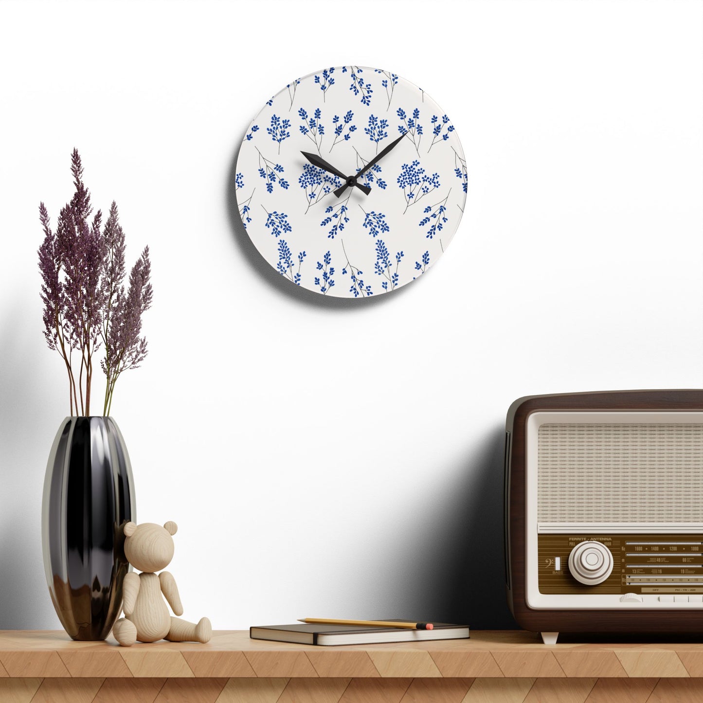 Floral Acrylic Wall Clock - Elegant Home Decor for Timeless Style