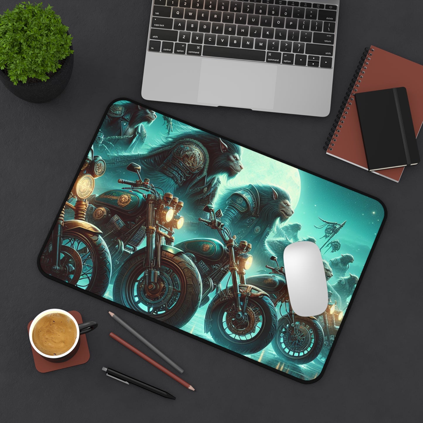 Motorcycle Lion Desk Mat - Unique Gaming & Office Decor