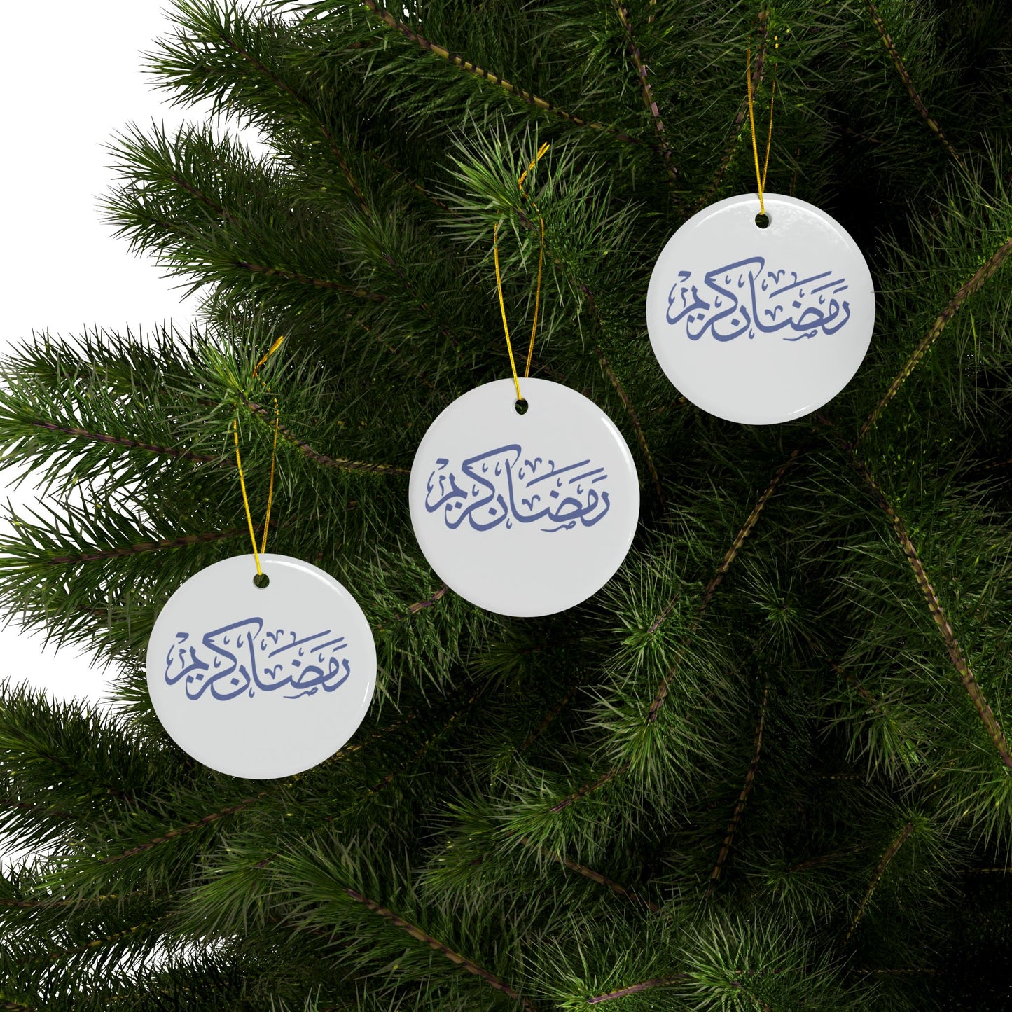 Ramadan Ceramic Ornaments - 2-Sided Decorative Hanging Décor for Celebrations