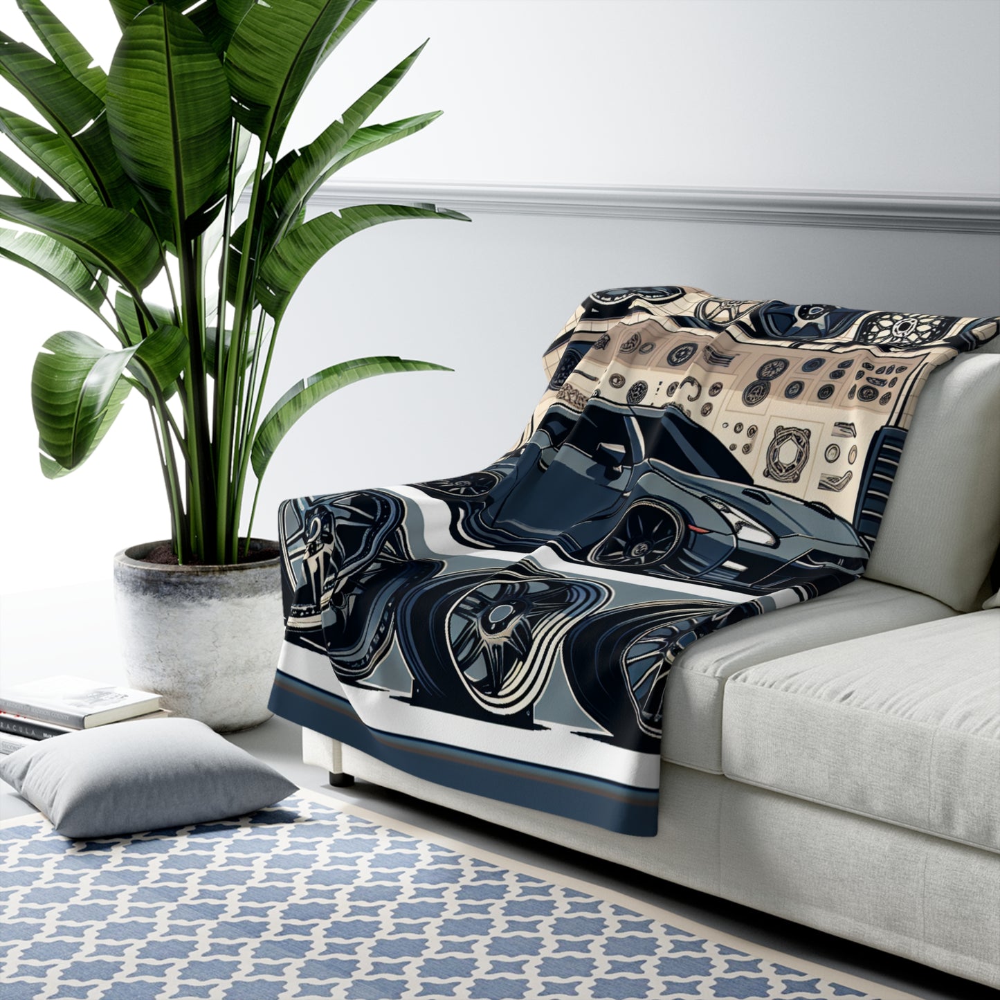 Automotive-Inspired Sherpa Fleece Blanket - Perfect for Car Enthusiasts