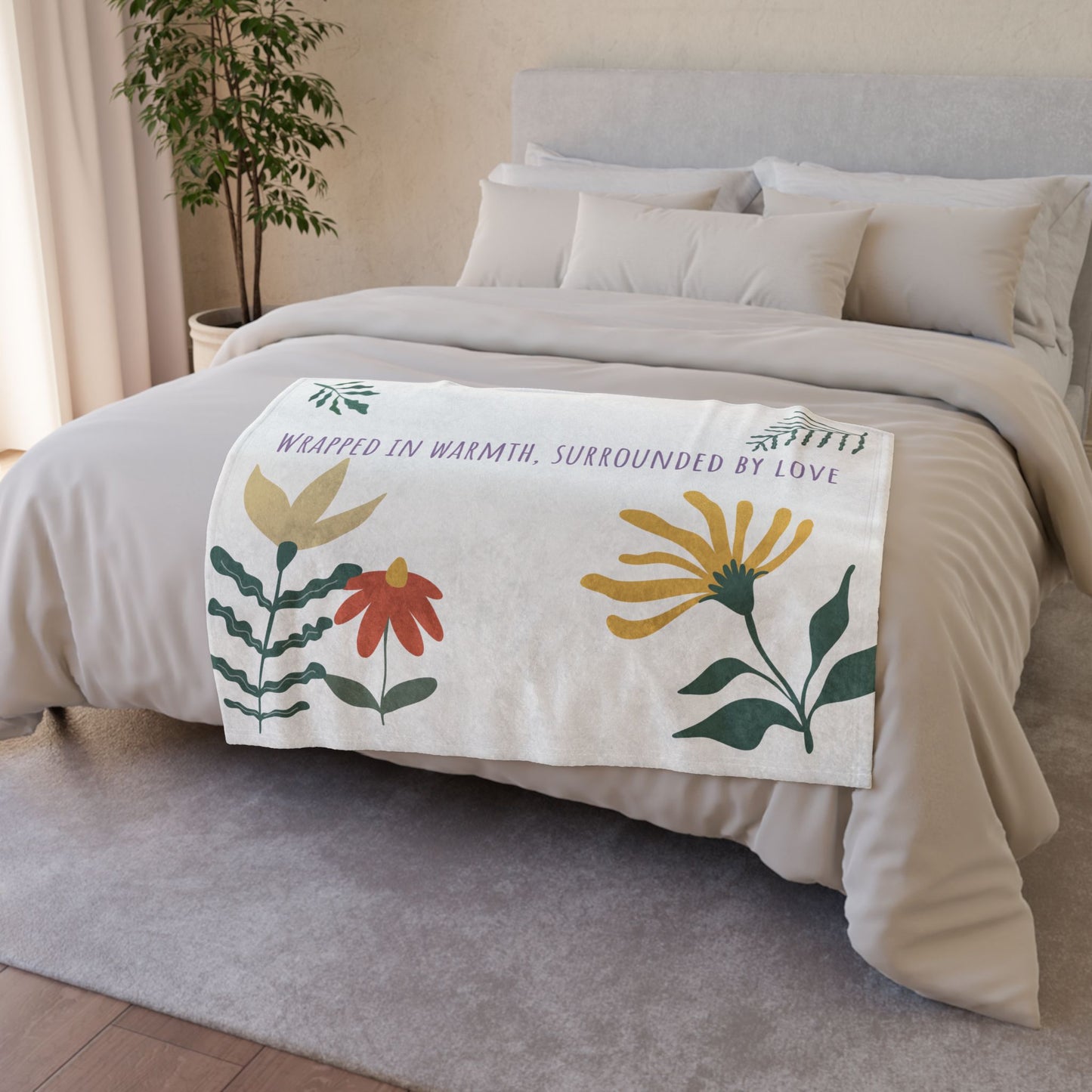 30" Wrapped in Warmth Floral Blanket - Cozy Polyester Throw for Love and Comfort
