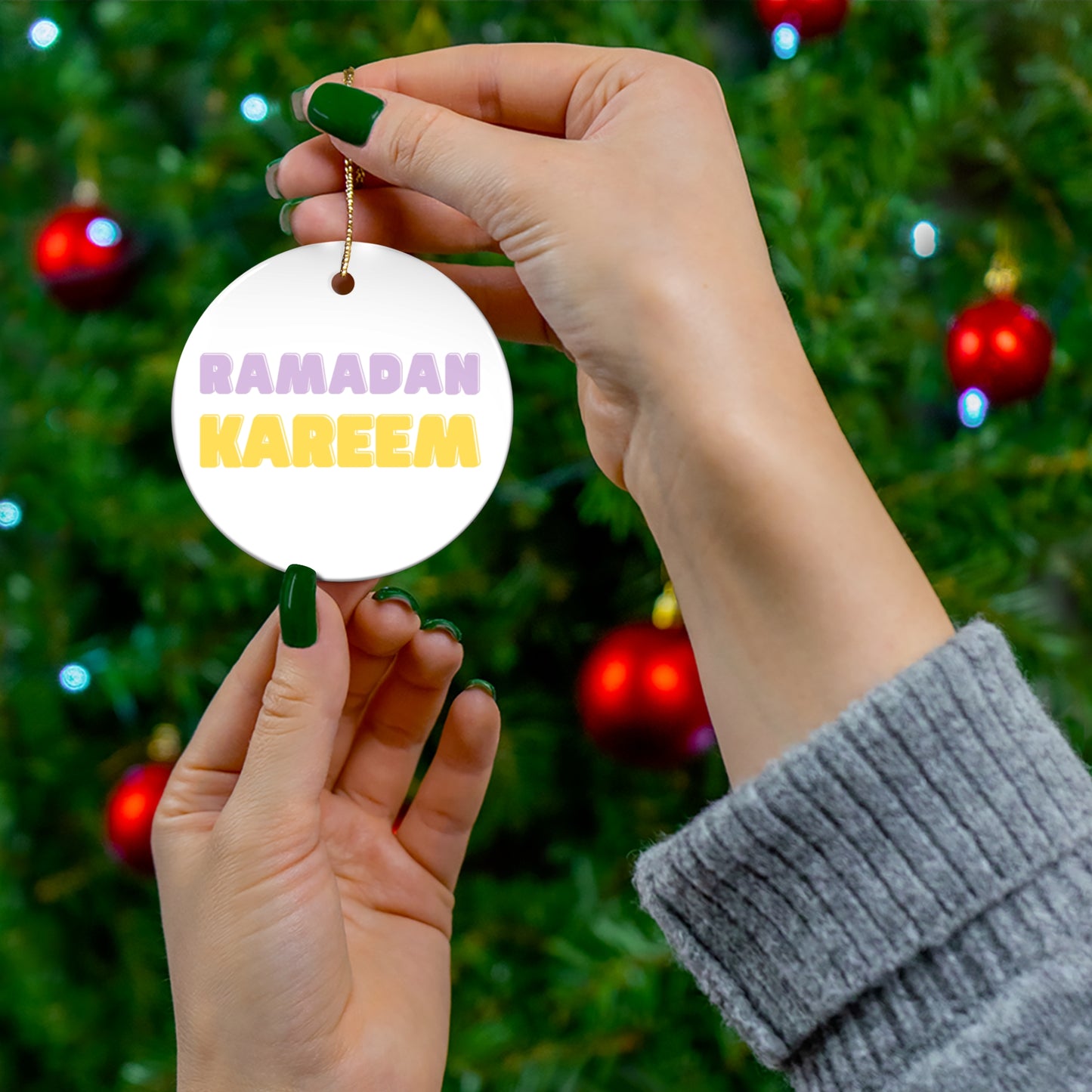 Ramadan Kareem Ceramic Ornament - Festive Home Decor for Celebrating Ramadan