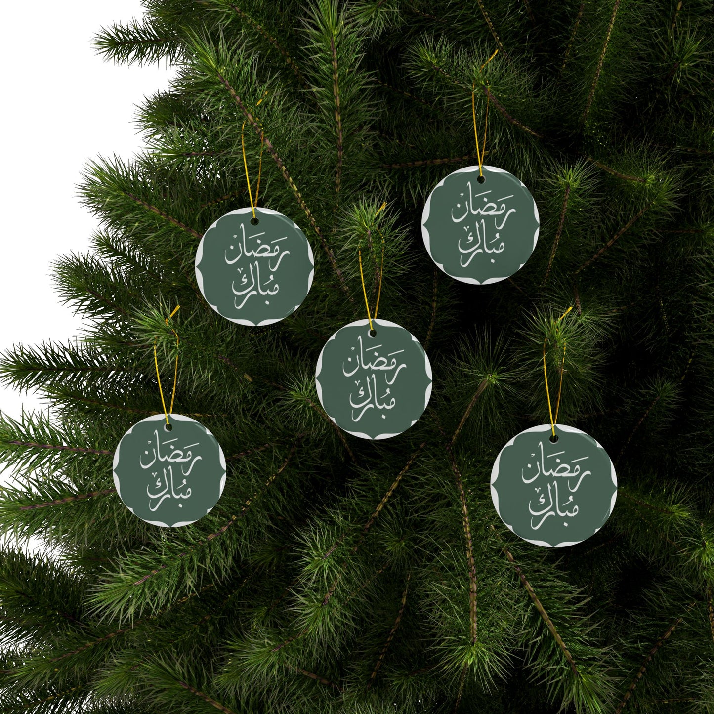 Ramadan Mubarak Ceramic Ornaments - Festive 2-Sided Holiday Décor (1-10 pcs)