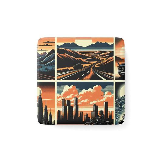 Retro Bike Square Porcelain Magnet | Travel & Adventure Vibes