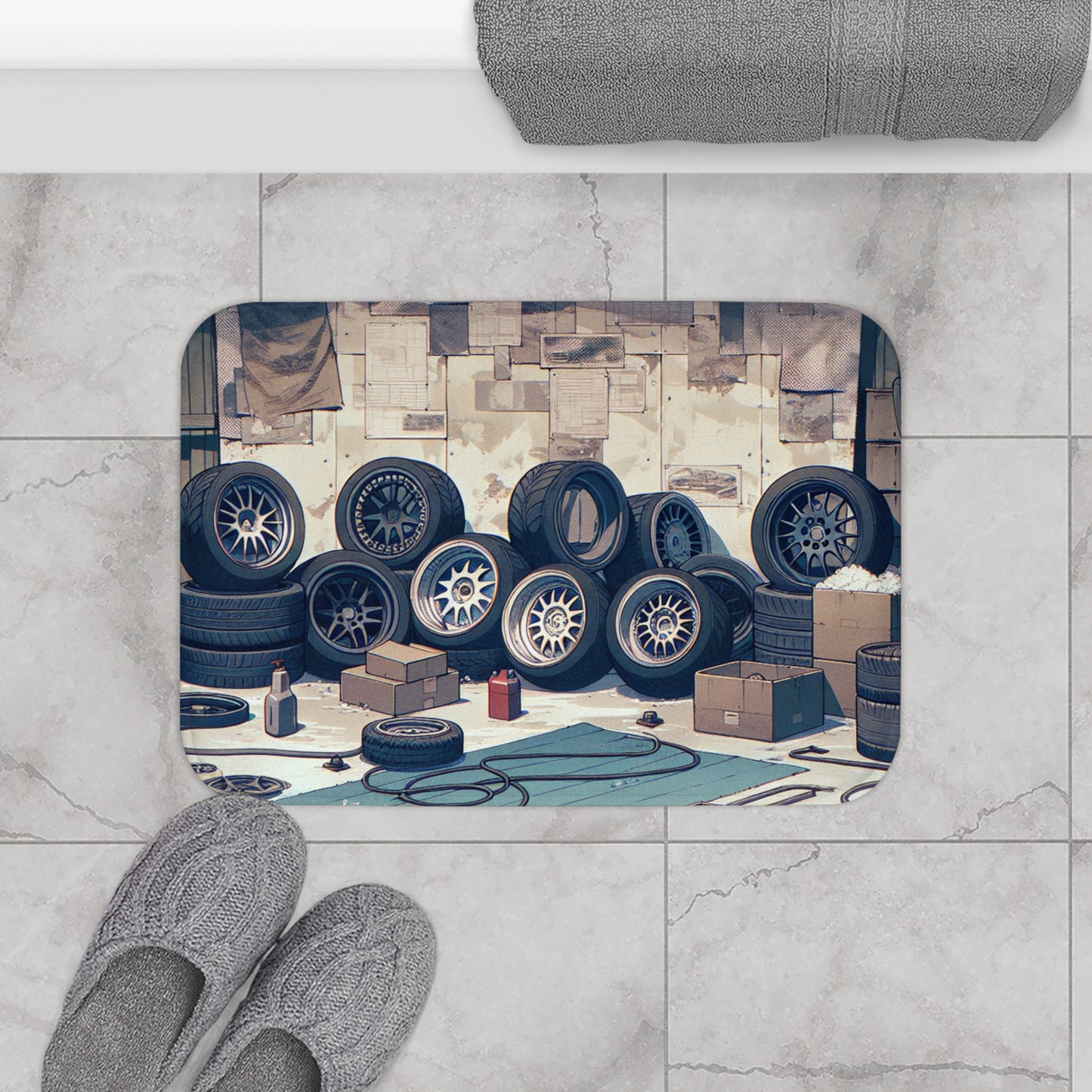 Automotive Garage Bath Mat - Tire Design