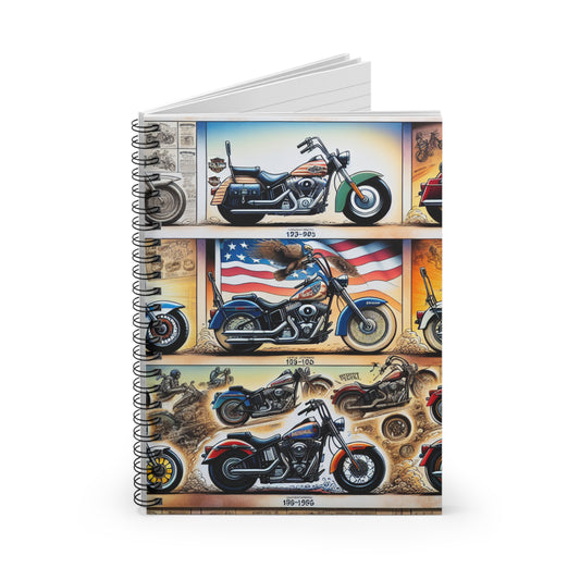 Vintage Motorcycle Spiral Notebook - Ruled Line for Bikers and Enthusiasts