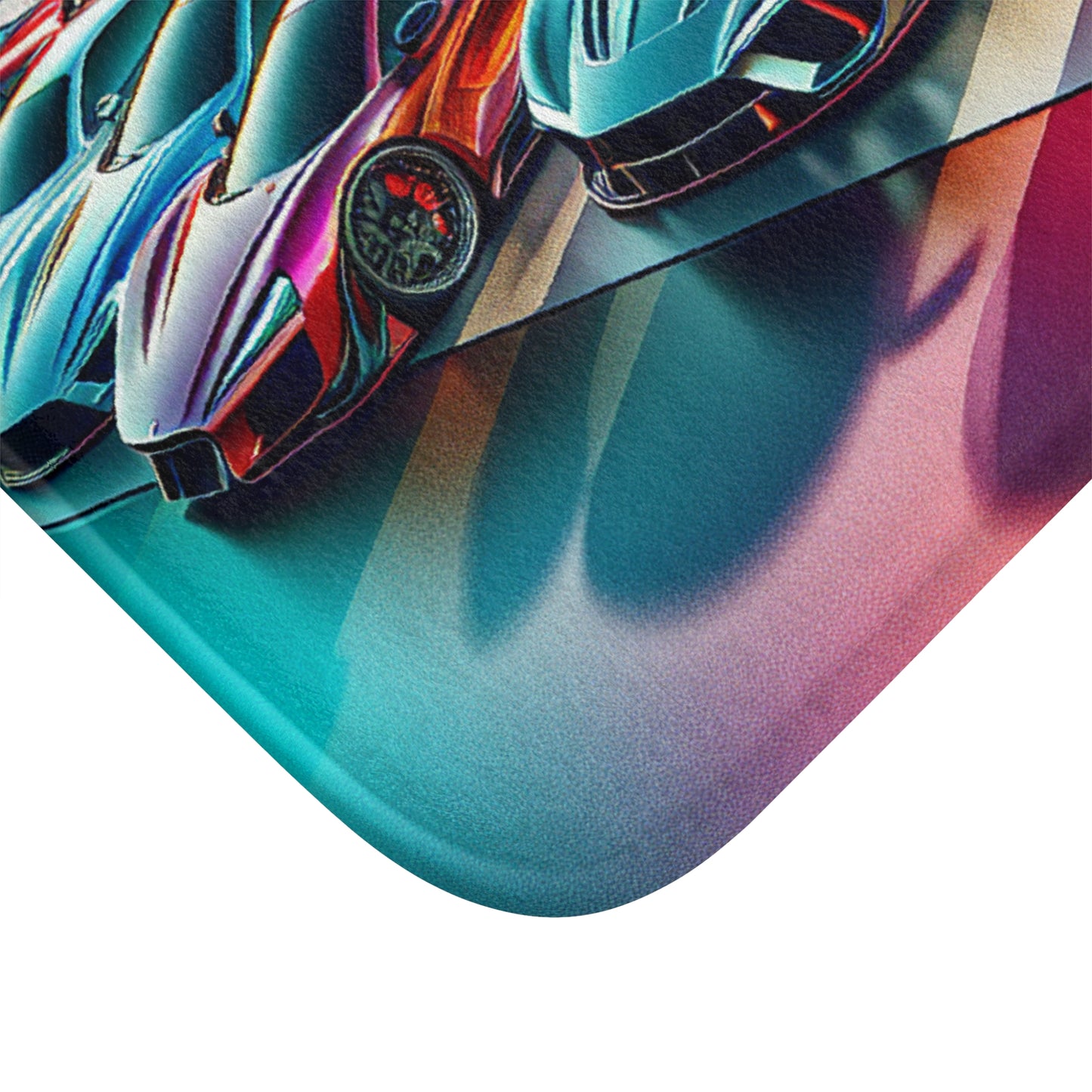 Racing Cars Bath Mat - Vibrant Automotive Design for Car Enthusiasts