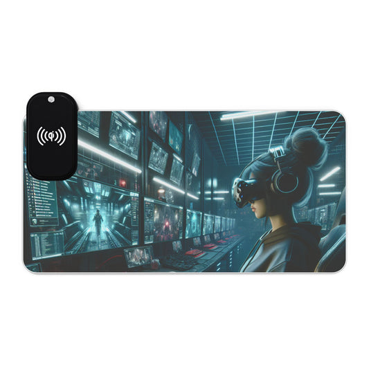 LED Gaming Mouse Pad with Wireless Charging - Perfect for Gamers and Tech Enthusiasts - Gamer Girl