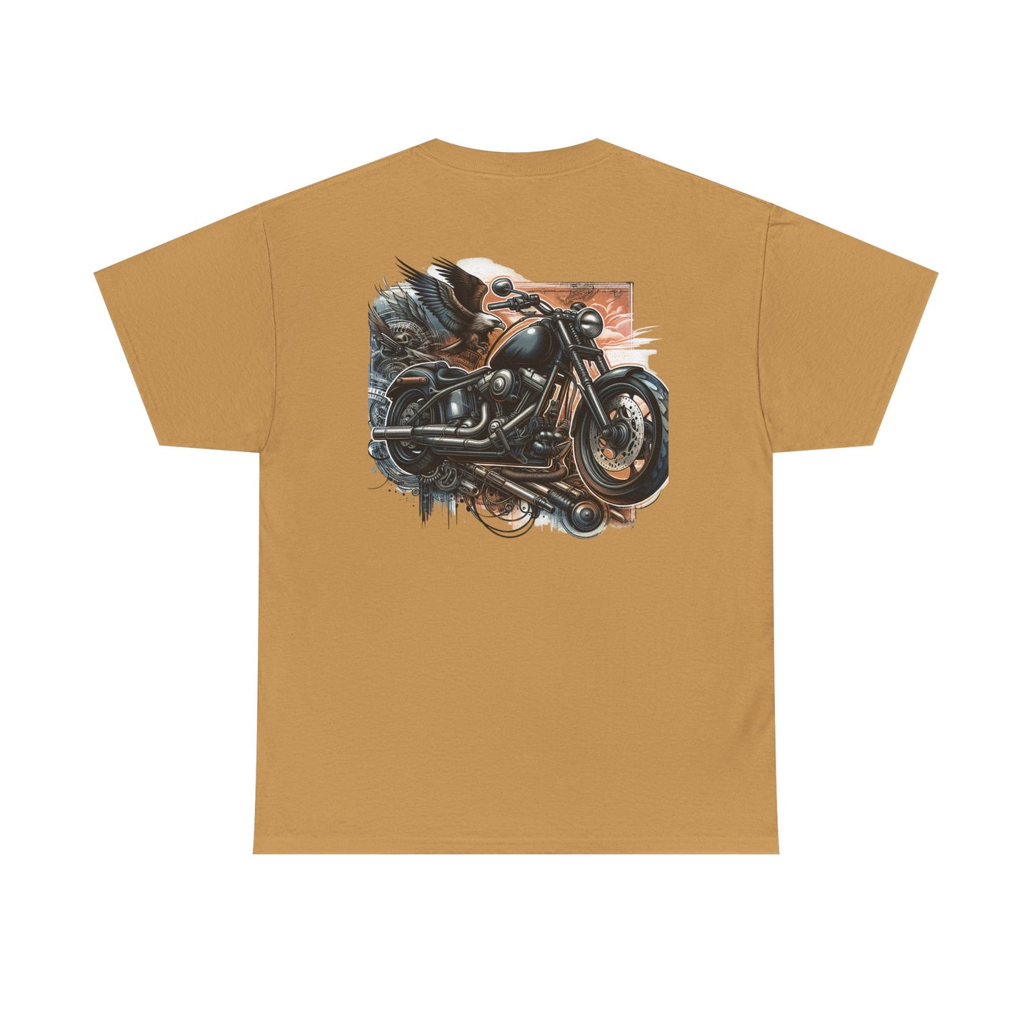 Retro Bike Adventure Vibes Unisex Heavy Cotton Tee - Vintage Motorcycle & Landscape Design