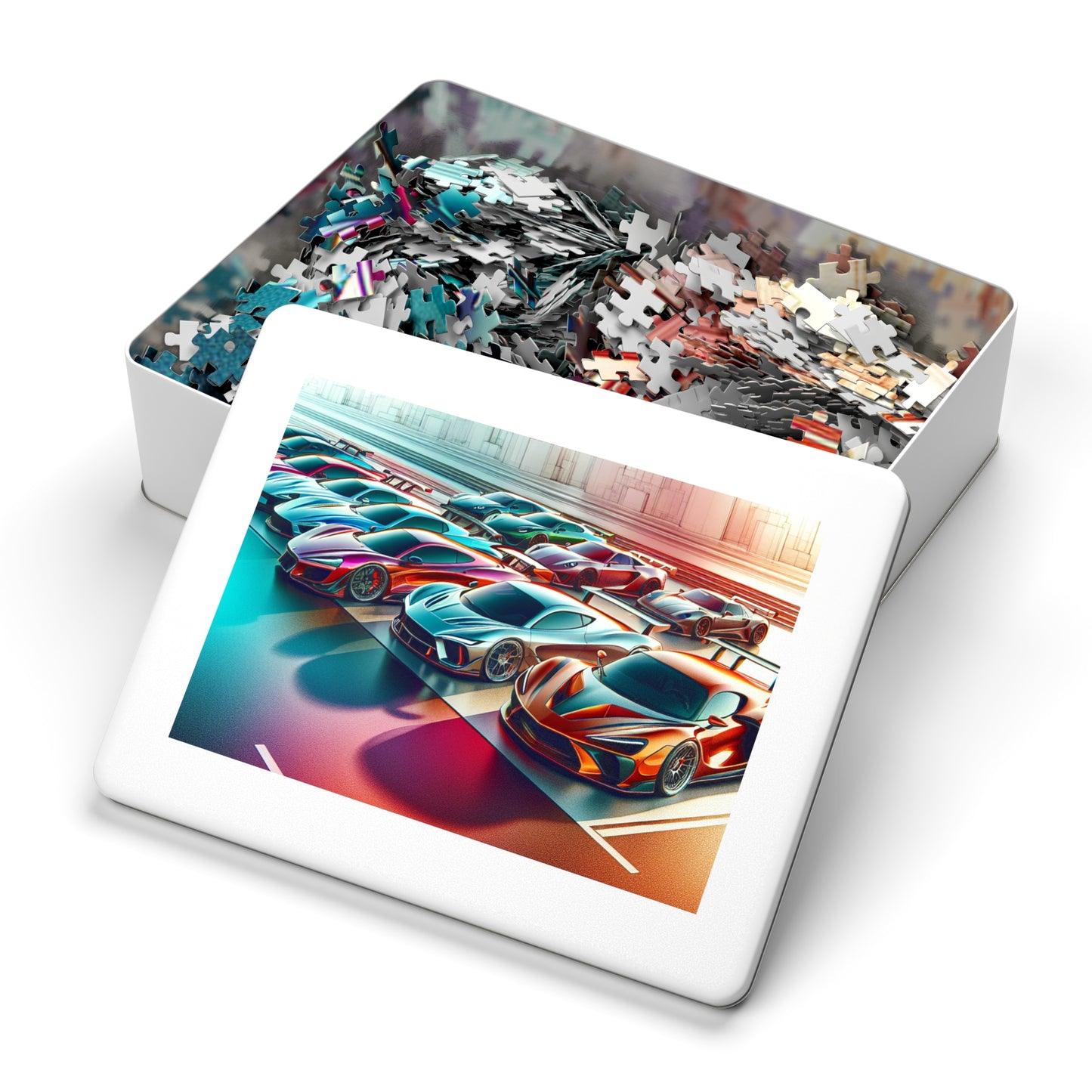 Luxury Sports Car Jigsaw Puzzle with Tin