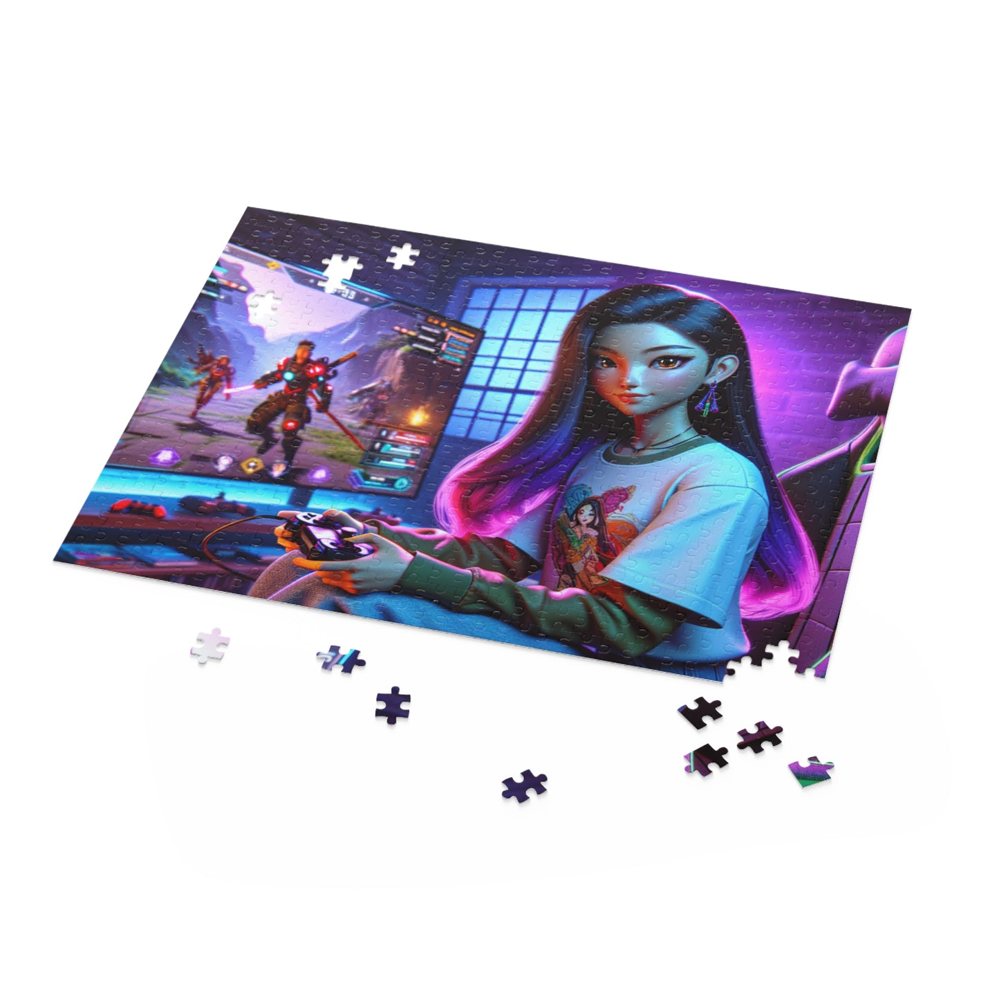 Gamer Girl Puzzle - 120, 252, 500-Piece | Retro Gamer Girl Art