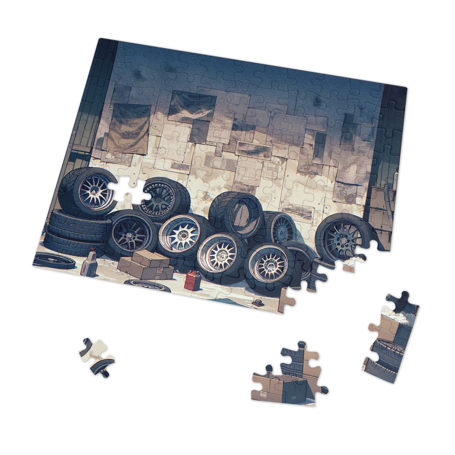 Automotive Garage Jigsaw Puzzle with Tin – Perfect Gift for Car Enthusiasts