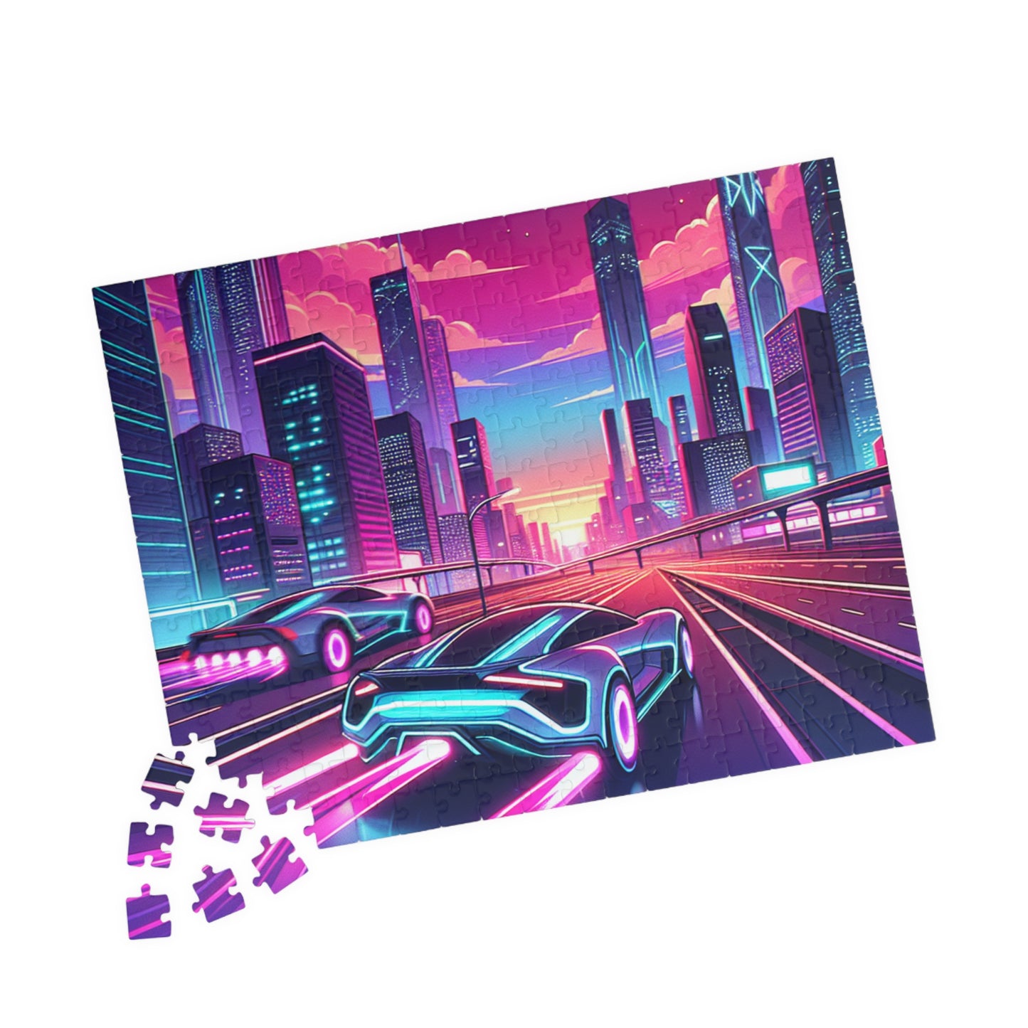 Neon Cityscape Puzzle -  Jigsaw for Car Lovers