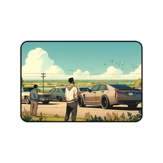 Vintage Car Scene Desk Mat - Perfect for Auto Enthusiasts & Office Decor