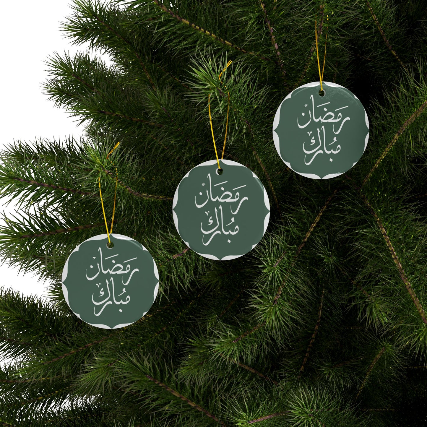 Ramadan Mubarak Ceramic Ornaments - Festive 2-Sided Holiday Décor (1-10 pcs)