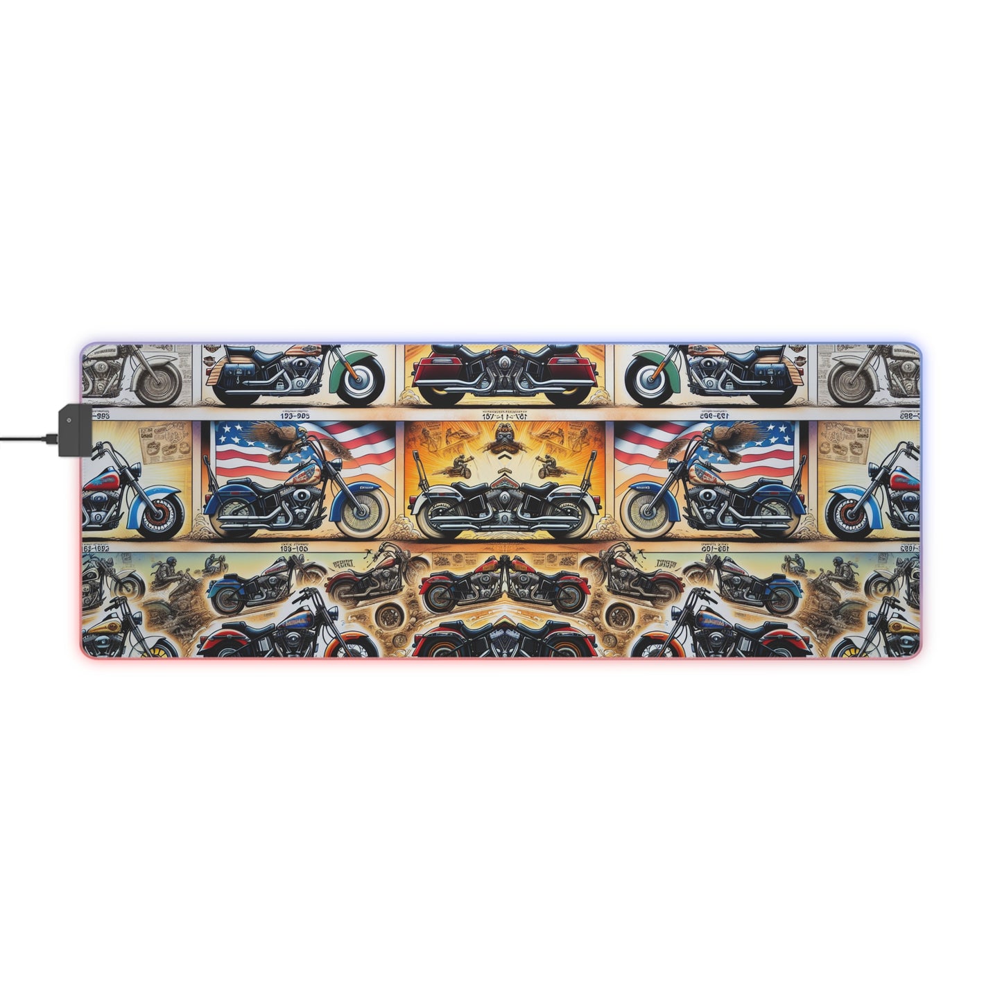 LED Gaming Mouse Pad - Motorcycle Theme with Colorful Backlight for Gamers