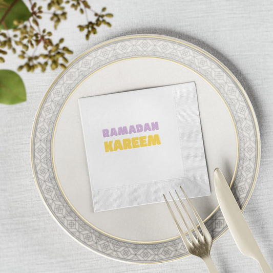 Ramadan Kareem Coined Napkins - Elegant White Napkins for Celebrations